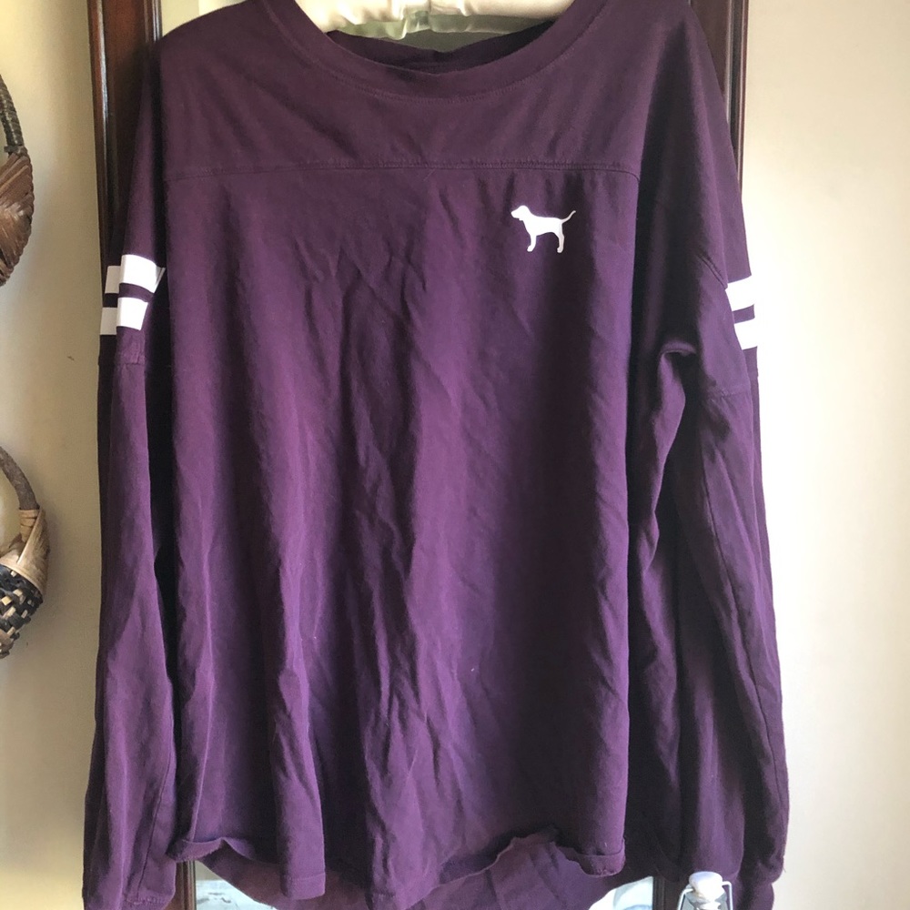💕PINK open back maroon long sleeved shirt